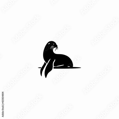 Silhouette of a sea lion. Vector icon logo isolated on white background
