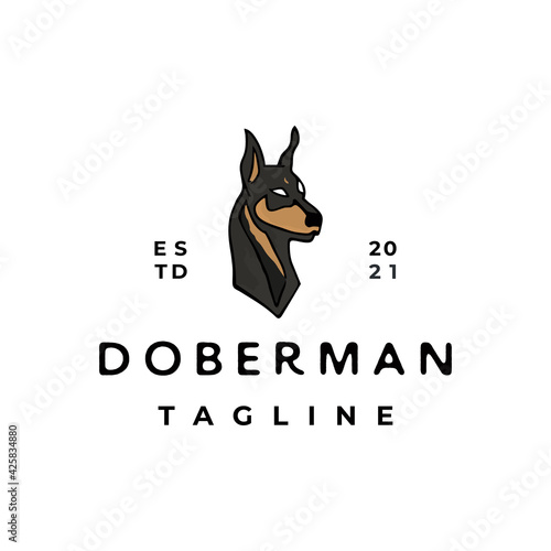 Vintage Doberman Pinscher Logo Design Vector Illustration
