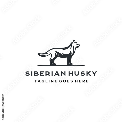 Dog Siberian Husky Logo Design Vector