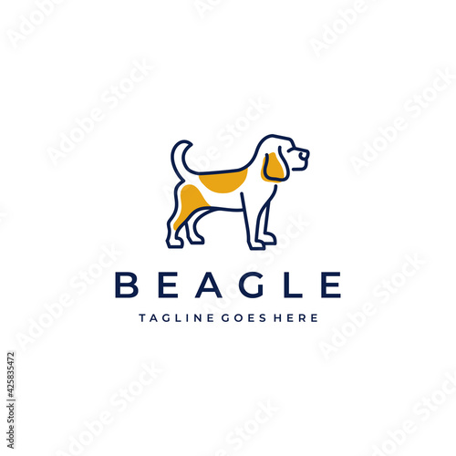 Beagle Dog Monoline Logo Design Vector