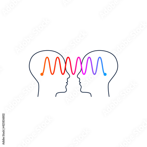 Empathy symbol. Two profiles with  link between them