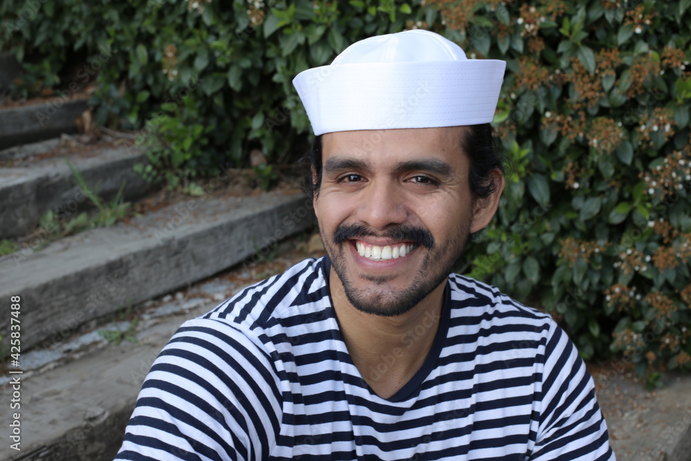 Handsome sailor with striped shirt Handsome sailor with striped shirt