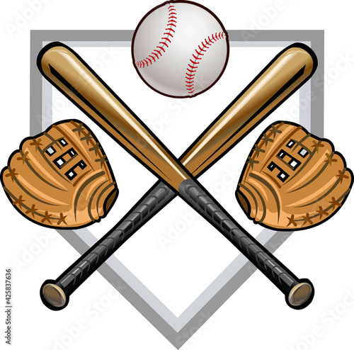 Baseball label mitt ball bat