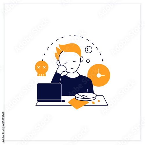 Laziness flat icon.Postpone unpleasant tasks for later.Delay. Lazy person. Procrastination concept. Vector illustration
