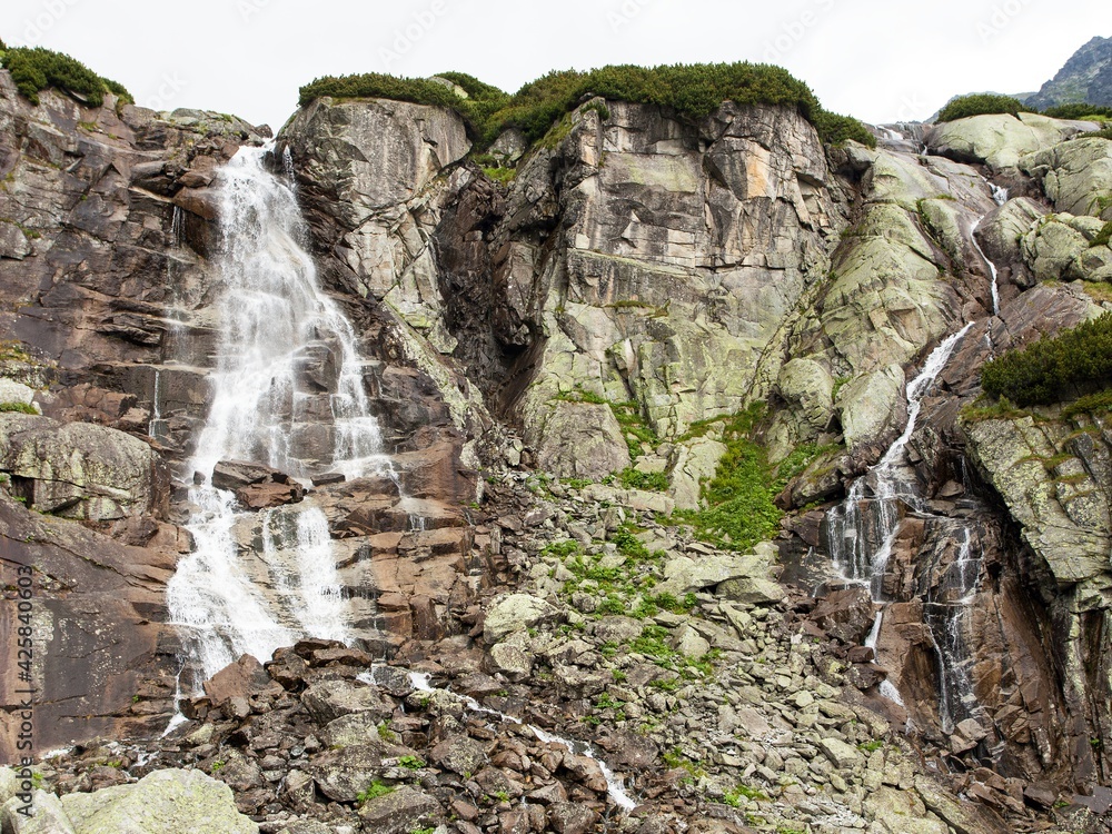 Waterfall Skok or vodopad Skok in High Tatras mountains - obrazy, fototapety, plakaty 
