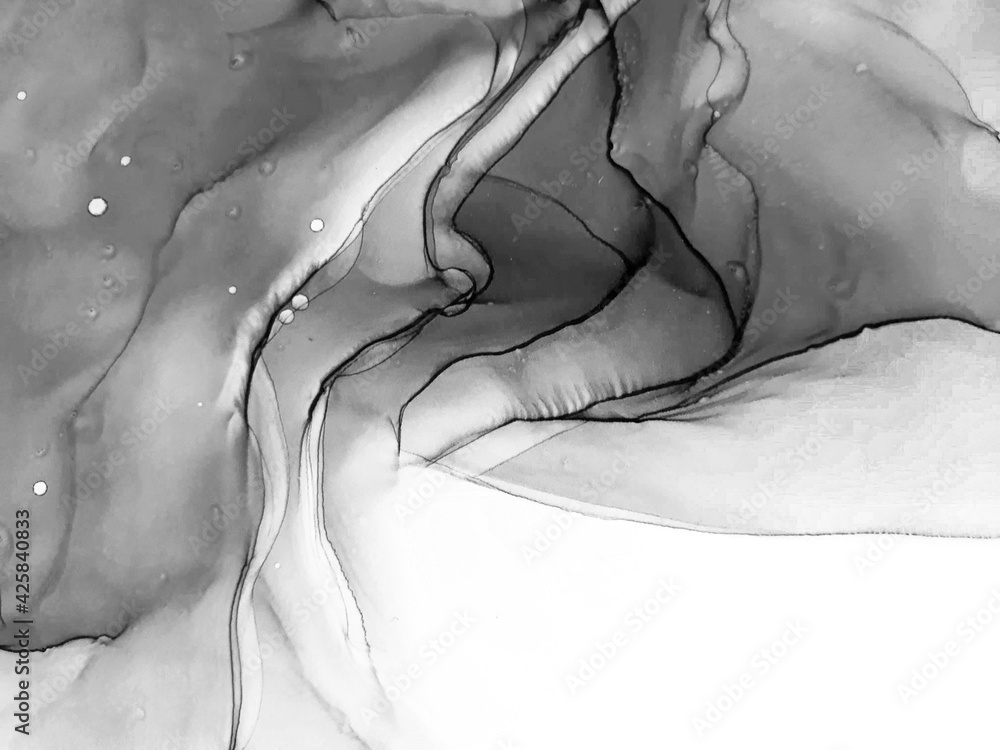 Black White Watercolor. Charcoal Painting. Pale Psychedelic Layout. Black White Watercolor. Charcoal Painting. Pale Psychedelic Layout.