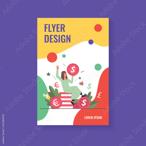 Arabian man sitting on pile of gold coins. Dollar, cash, money flat vector illustration. Finance and wealth concept for banner, website design or landing web page