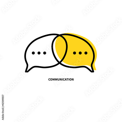Two brains and comment bubbles. Communication icon