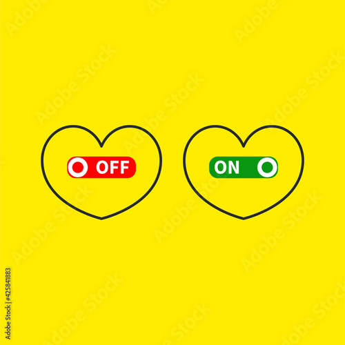 Two hearts with on and off switches