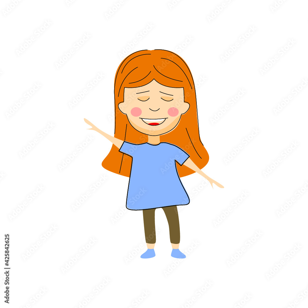 girl kid cartoon isolated on a white background
