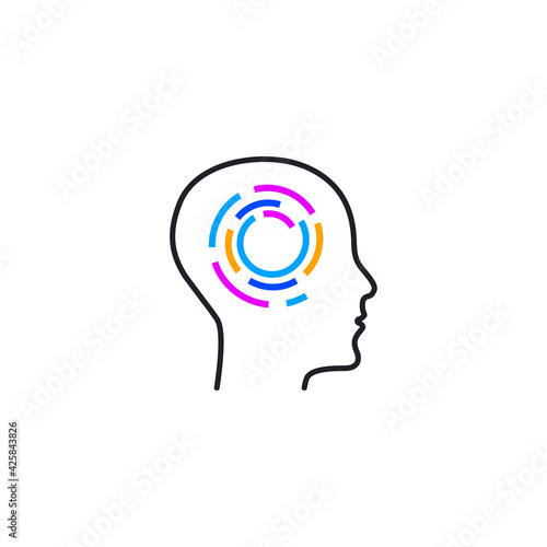 Profile of a man with maze in his head