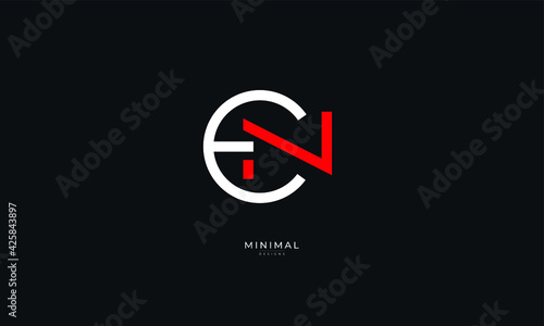 Alphabet letter icon logo NE 