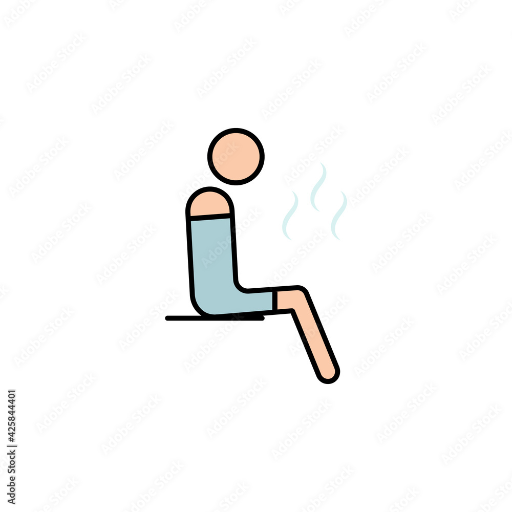man sitting in sauna outline icon. Signs and symbols can be used for web, logo, mobile app, UI, UX man sitting in sauna outline icon. Signs and symbols can be used for web, logo, mobile app, UI, UX