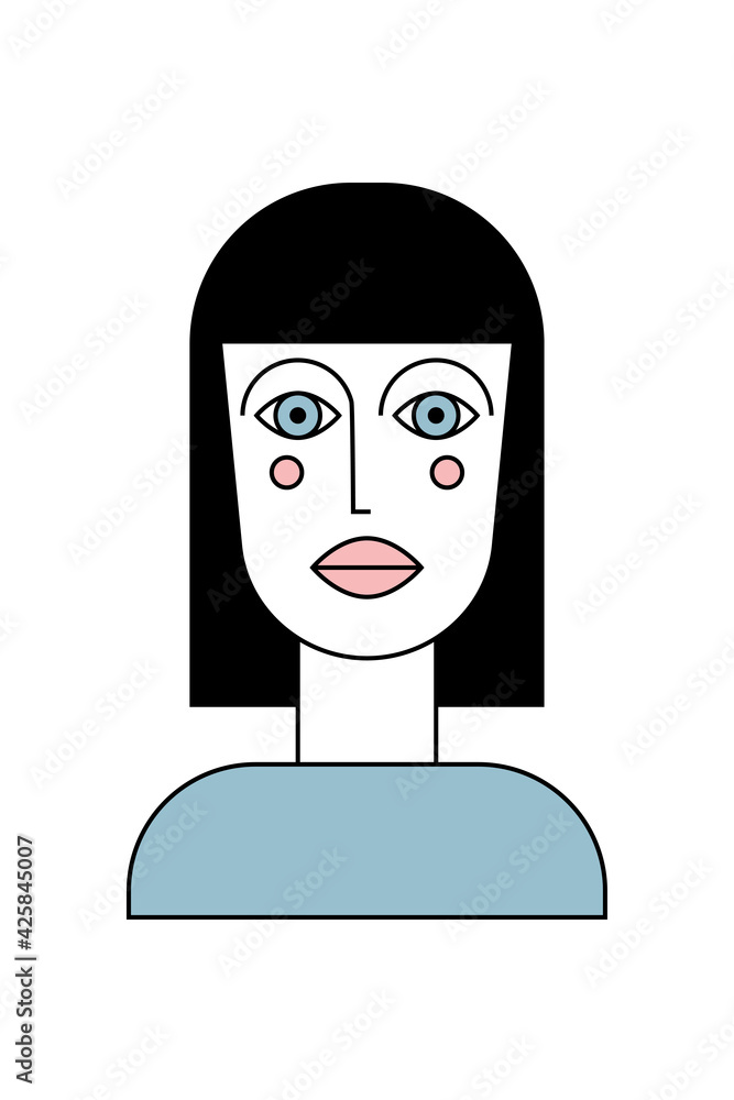 illustration with abstract female cartoon face illustration with abstract female cartoon face