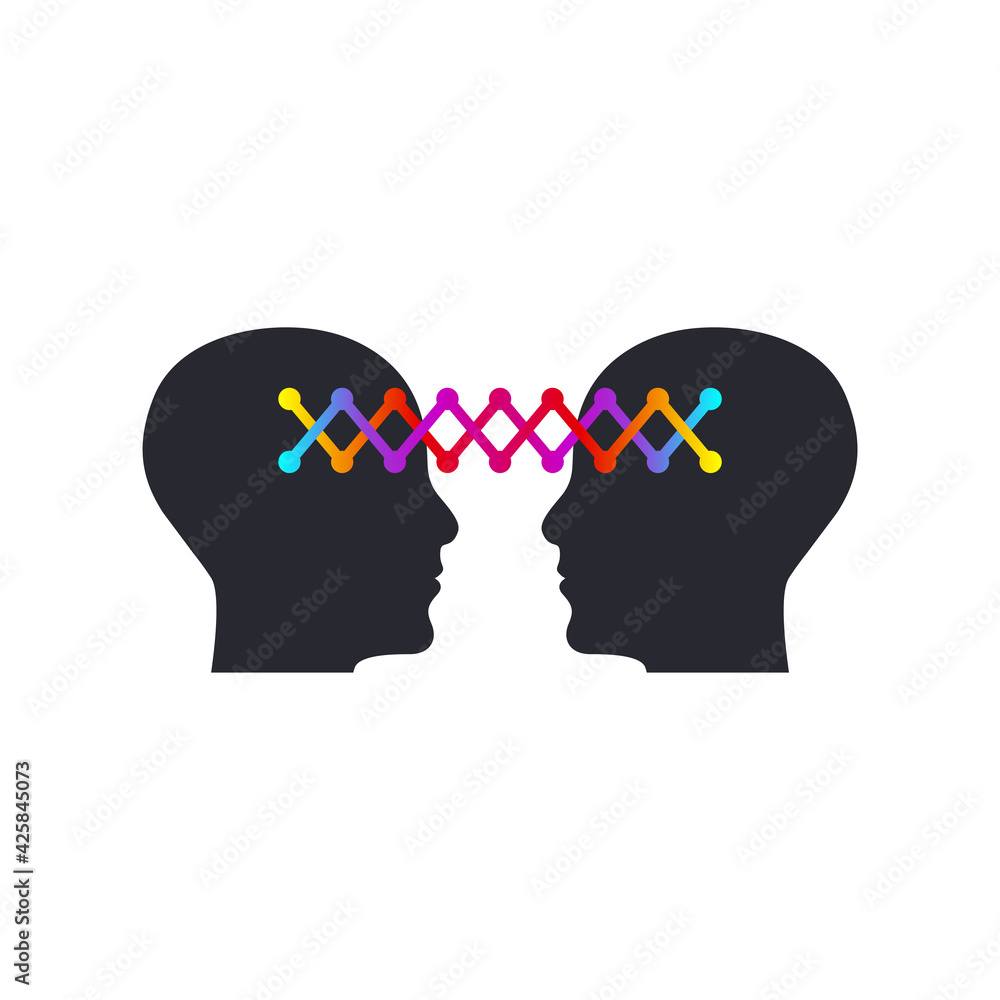 Empathy symbol. Two connected profiles