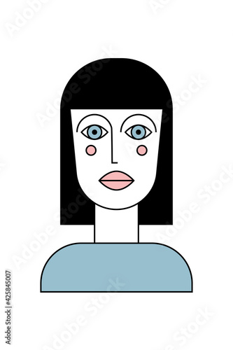 illustration with abstract female cartoon face