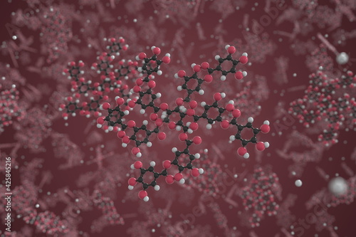 Tableau sur toile Molecule of tannin, ball-and-stick molecular model