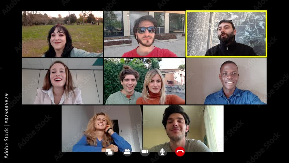 Video call between friends during the lockdown Video call between friends during the lockdown