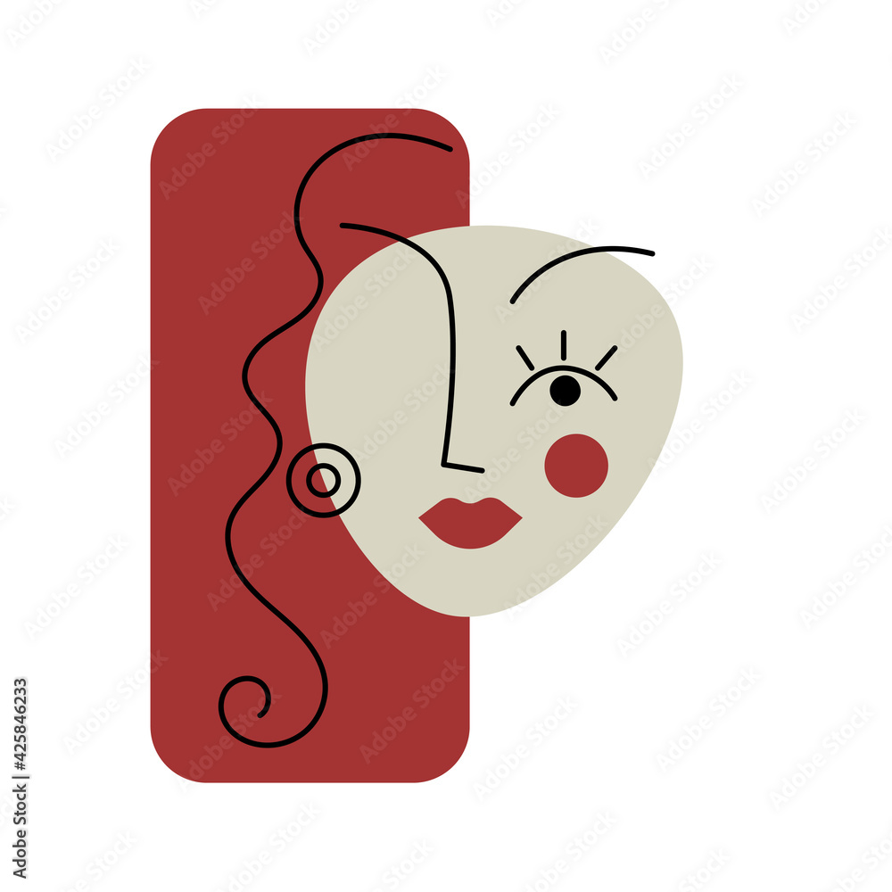 illustration with abstract female cartoon face illustration with abstract female cartoon face