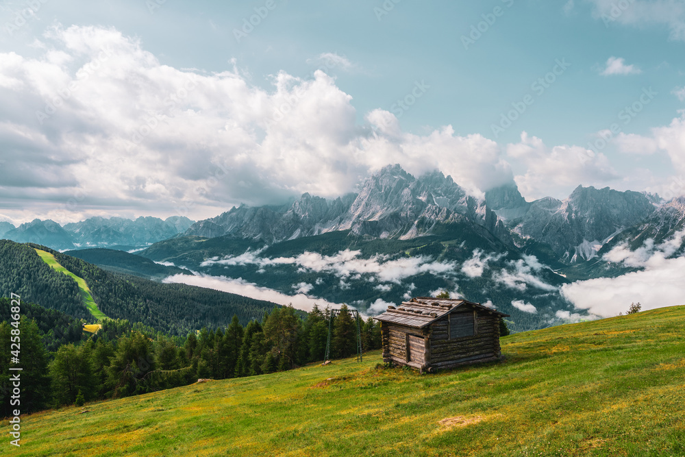 Old alpine hut in the Dolomites, Italy. Old alpine hut in the Dolomites, Italy.