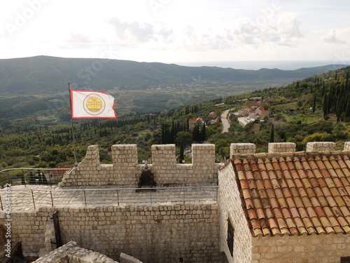 Medieval castle fortress Sokol grad in Croatia