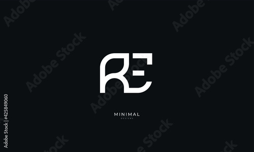 Alphabet letter icon logo RE photo