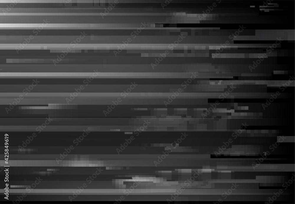Monochrome screen glitch, signal loss digital noise background. Broken ...