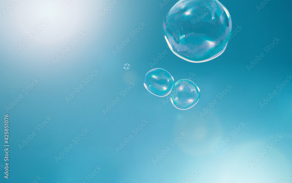 Shampoo bubbles floating like flying in the air by wind blow