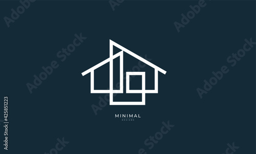 A line art icon logo of a modern house or home / real estate business	
