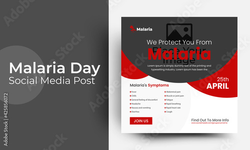 World malaria day template for social media design concept