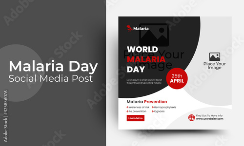 World malaria day template for social media design 
