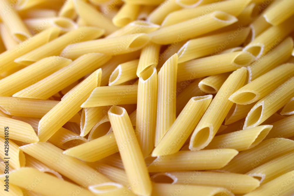 Yellow delicious pasta close-up from the store Yellow delicious pasta close-up from the store
