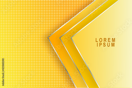 Bright yellow abstract background with triangles, arrowhead and golden lines. Luxury background For the design of brochures, posters