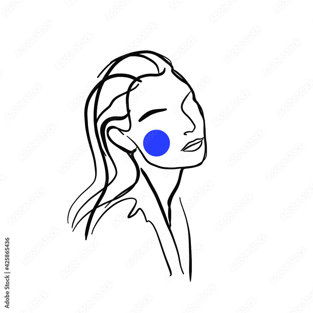 Fototapeta premium abstract face one line drawing. Beauty Woman Portrait minimalistic style