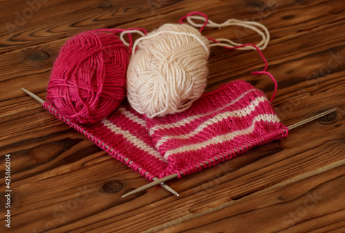Knitting yarn and knitting needles, hobby for any age