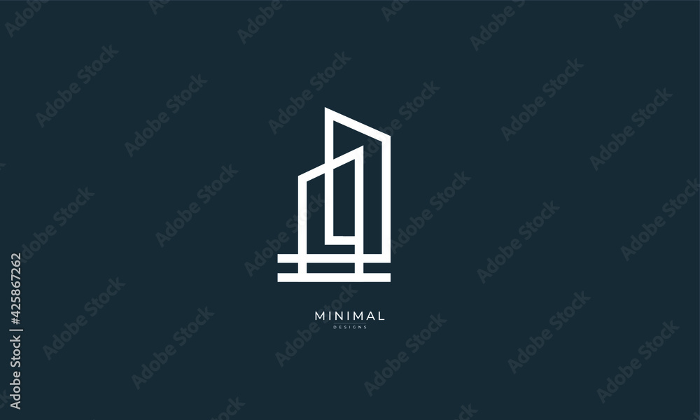 A line art icon logo of a building/ skyline A line art icon logo of a building/ skyline