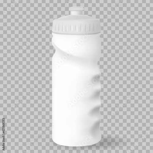 Water Bottle white, Silver and Black Empty Glossy Metal Reusable Water Bottle. Illustration of container water for sport bike and fitness. Vector realistic 3d.