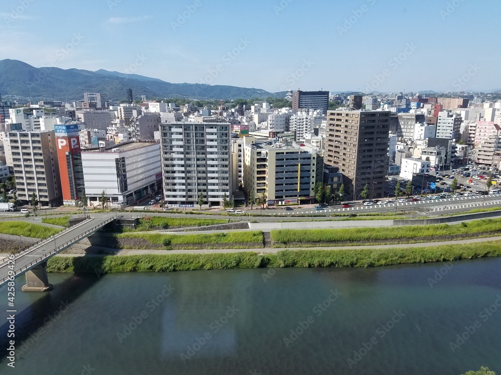 Naklejka premium 街中上空