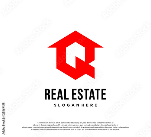 Real Estate , Property and Construction Logo design. Letter Q House Logo