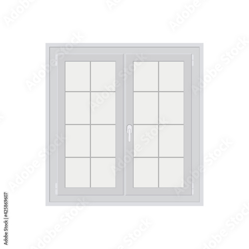 Windows with white frames set vector illustration. Various types plastic windows collection. Vector illustration.