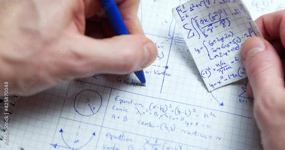 Math handwriting in notebook closeup Math handwriting in notebook closeup