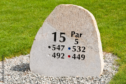 Golf hole sign.
