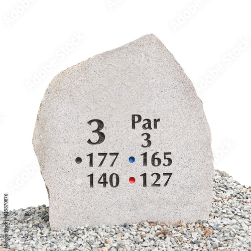 Golf hole sign isolated on white.