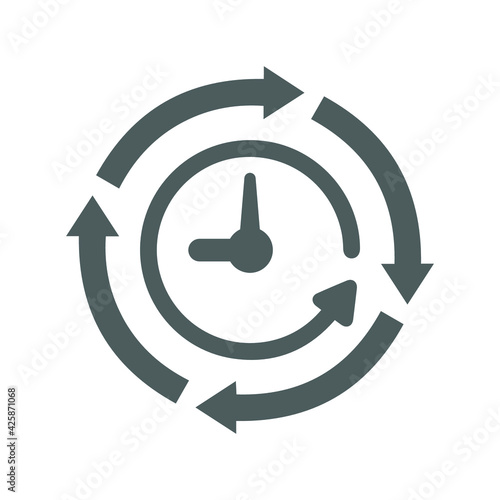 Clock, restoration, history, time icon. Gray vector graphics.