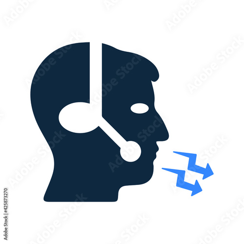 Call center, helpline operator icon. Glyph vector isolated on a white background.