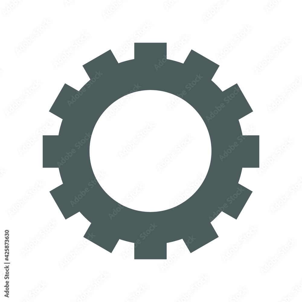 Gear, control center, cogwheel icon. Gray color vector graphics.