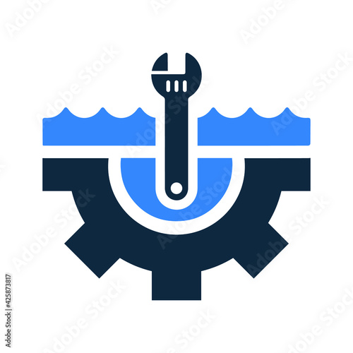 Pipe fitting, plumbing service icon. Glyph vector isolated on a white background.