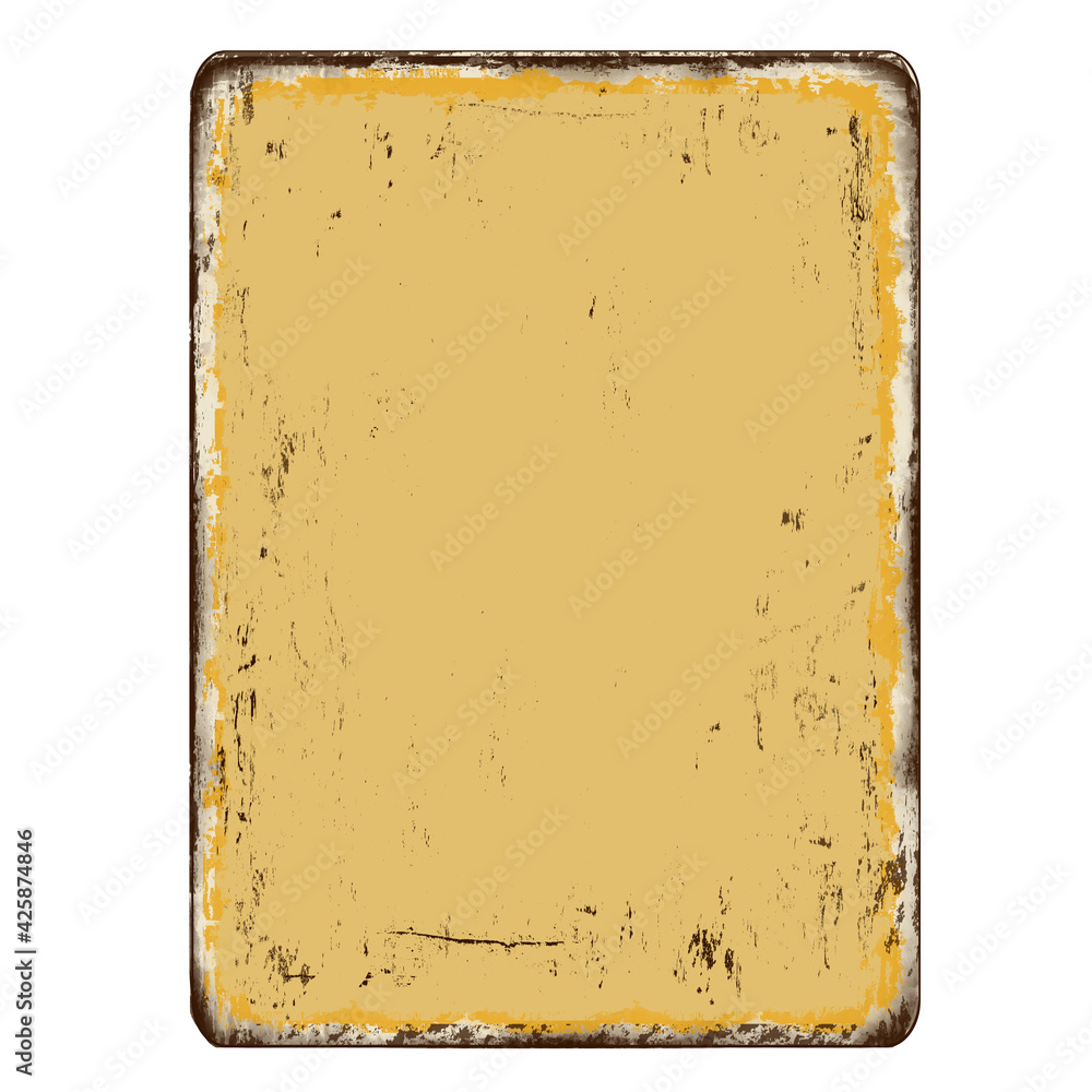 Blanked vintage rusty metal plate