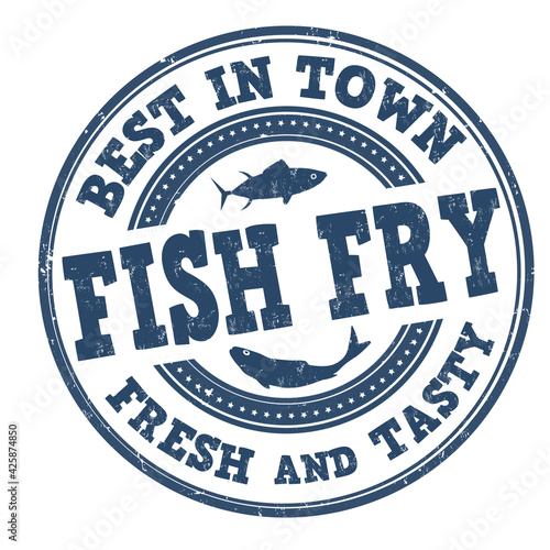 Fish fry grunge rubber stamp