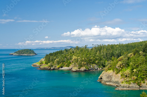 Rocks and ocean view at Whidbey Island in the U.S. state of Washington